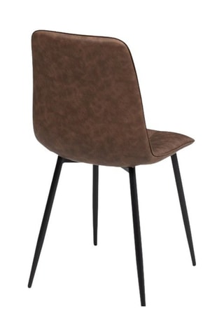 Chaises Linda imitation cuir marron et pieds métal noirs - lot de 6