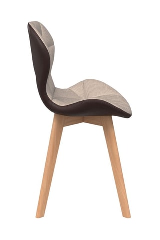 Chaises Gladys en tissu taupe et pieds bois - lot de 4