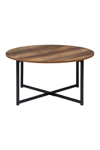 Table basse ronde Eliza plateau bois et pieds noirs