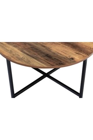 Table basse ronde Eliza plateau bois et pieds noirs