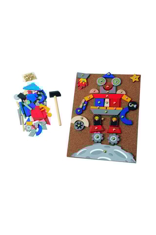 Conjunto de formas em madeira robô e foguetão espacial - A partir de 3 anos