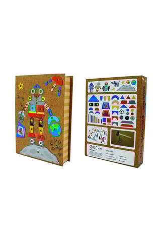 Conjunto de formas em madeira robô e foguetão espacial - A partir de 3 anos