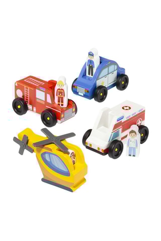 4 veículos de emergência em madeira A partir de 1 ano