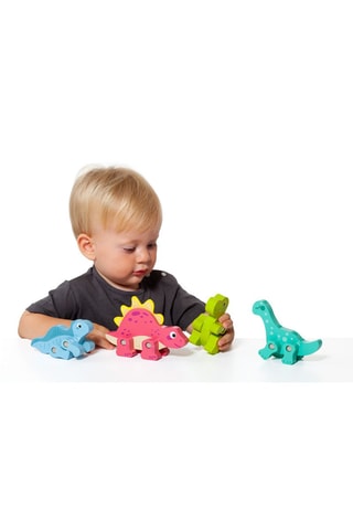 4 dinossauros articulados em madeira A partir de 1 ano