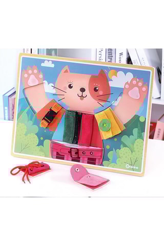 Jogo de vestir gato em madeira A partir dos 3 anos