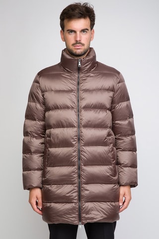 Lange Gewatteerde Jas Bruin