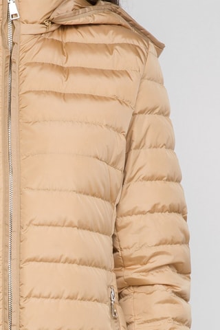 Lange Gewatteerde Jas met Capuchon - Crèmekleurig