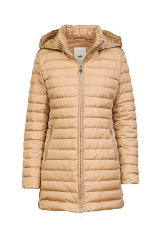 Lange Gewatteerde Jas met Capuchon - Crèmekleurig