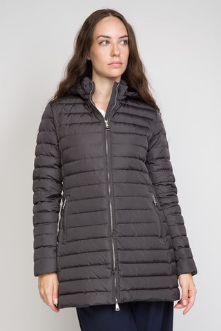 Lange Gewatteerde Jas met Capuchon - Grijs