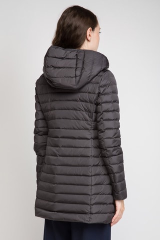 Lange Gewatteerde Jas met Capuchon - Grijs