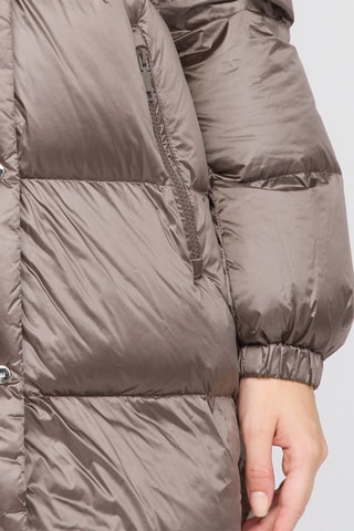 Lange Gewatteerde Jas met Capuchon - Bronskleurig
