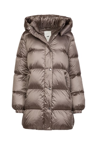 Lange Gewatteerde Jas met Capuchon - Bronskleurig