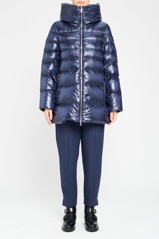 Gewatteerde Jas met Capuchon Marineblauw