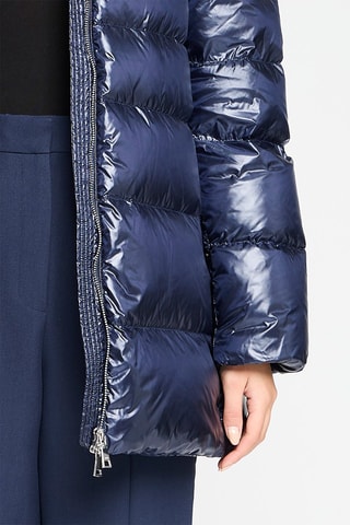 Gewatteerde Jas met Capuchon Marineblauw