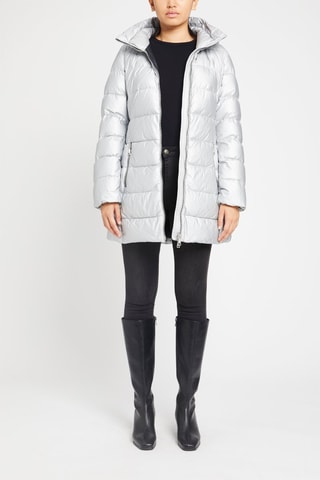 Gewatteerde Jas met Capuchon Zilverkleurig
