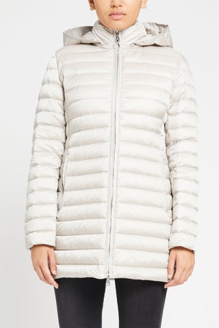 Gewatteerde Jas met Capuchon Lichtgrijs