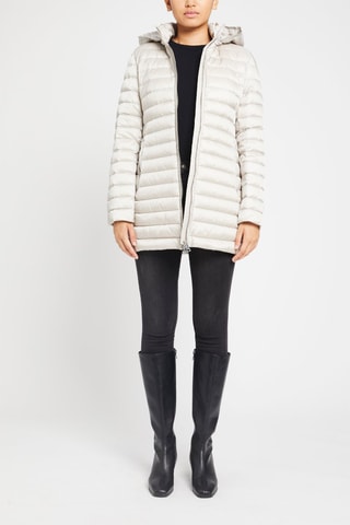 Gewatteerde Jas met Capuchon Lichtgrijs