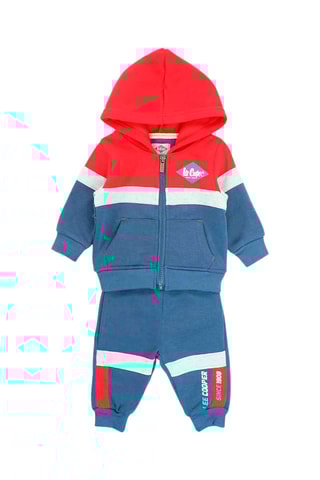 Sweat à capuche et jogging - Blanc, bleu, gris et rouge