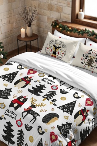 Housse de couette Nordique Laponie - Blanc et vert