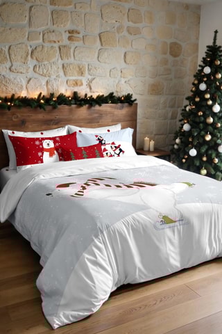 Housse de couette Nordique Laponie 55 - Blanc et rouge