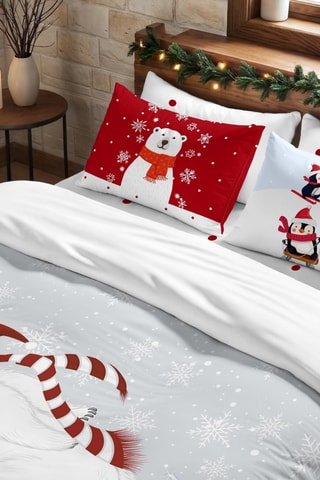 Housse de couette Nordique Laponie 55 - Blanc et rouge