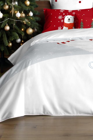 Housse de couette Nordique Laponie 55 - Blanc et rouge