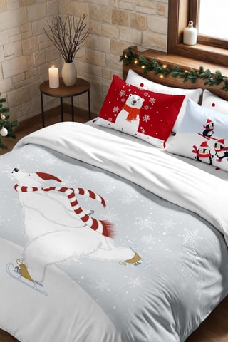 Housse de couette Nordique Laponie 55 - Blanc et rouge