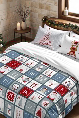 Housse de couette Nordique Laponie 3 - Bleu et blanc