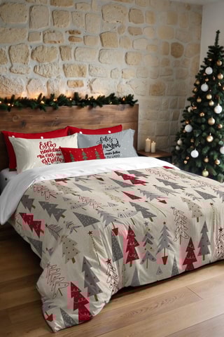 Housse de couette Nordique Laponie 6 - Beige et rouge