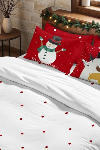 Housse de couette Nordique Laponie 51 - Blanc et rouge