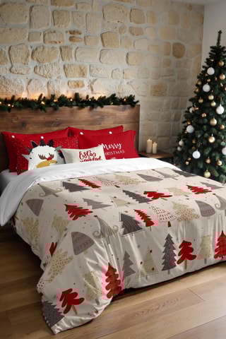 Housse de couette nordiqie Laponie 51 - Beige et rouge