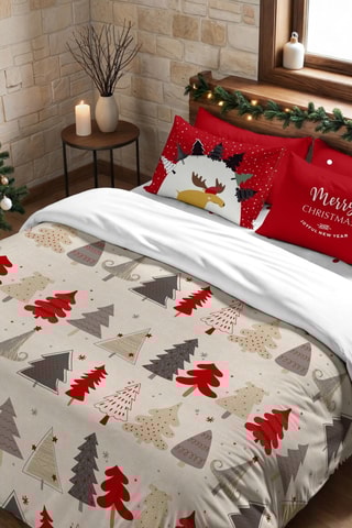 Housse de couette nordiqie Laponie 51 - Beige et rouge