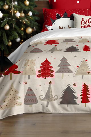 Housse de couette nordiqie Laponie 51 - Beige et rouge