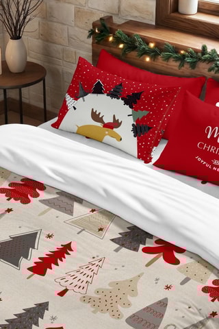 Housse de couette nordiqie Laponie 51 - Beige et rouge