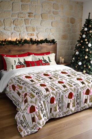 Housse de couette Nordique Laponie - Blanc et rouge