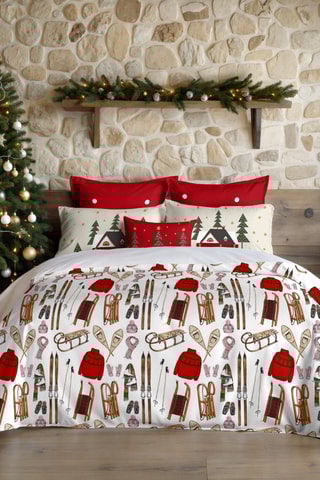 Housse de couette Nordique Laponie - Blanc et rouge