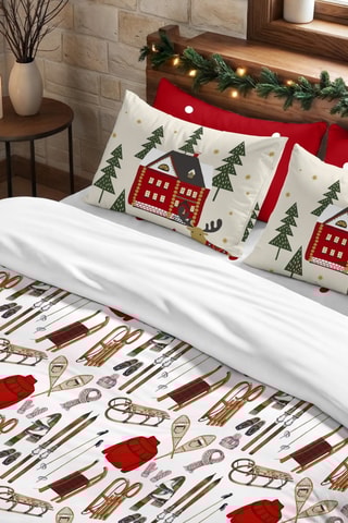 Housse de couette Nordique Laponie - Blanc et rouge