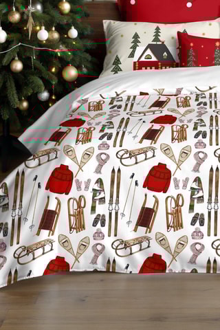 Housse de couette Nordique Laponie - Blanc et rouge