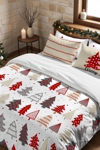 Housse de couette Nordique Laponie 101 - Blanc et rouge