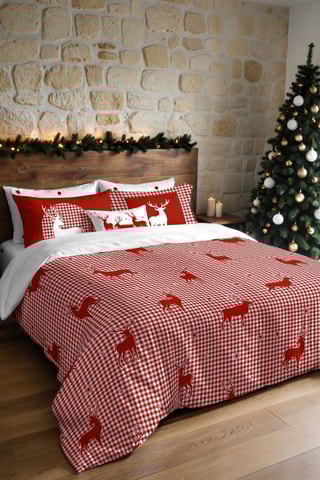 Housse de couette Nordique Laponie 102 - Rouge et blanc