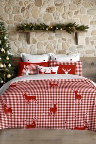 Housse de couette Nordique Laponie 102 - Rouge et blanc