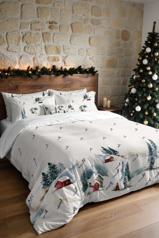 Housse de couette Nordique Skieurs - Blanc