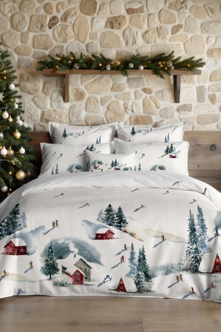 Housse de couette Nordique Skieurs - Blanc