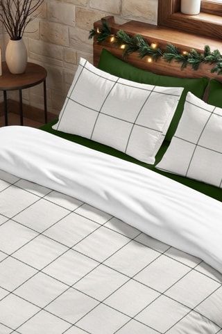 Housse de couette Green Windowpana - Blanc