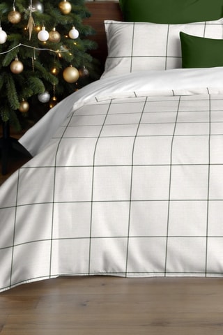 Housse de couette Green Windowpana - Blanc