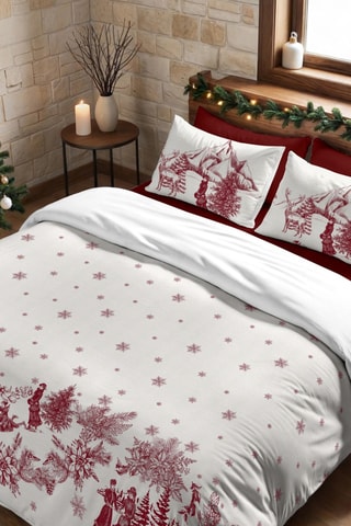 Housse de couette Toile de Noël - Blanc et bordeaux
