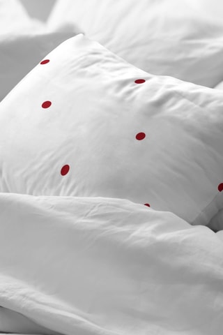 2 taies d'oreiller - Blanc et rouge