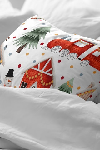 2 taies d'oreiller - Blanc et rouge