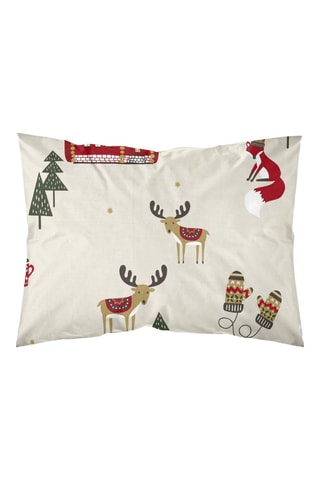 2 taies d'oreiller - Ecru et rouge