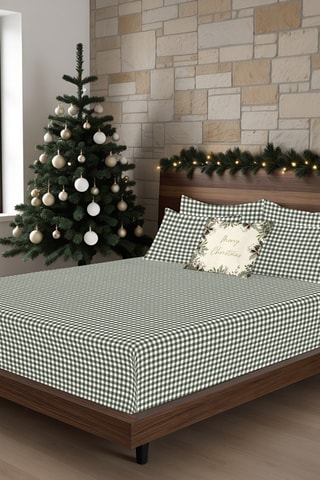 Drap-housse - vert Vichy Xmas